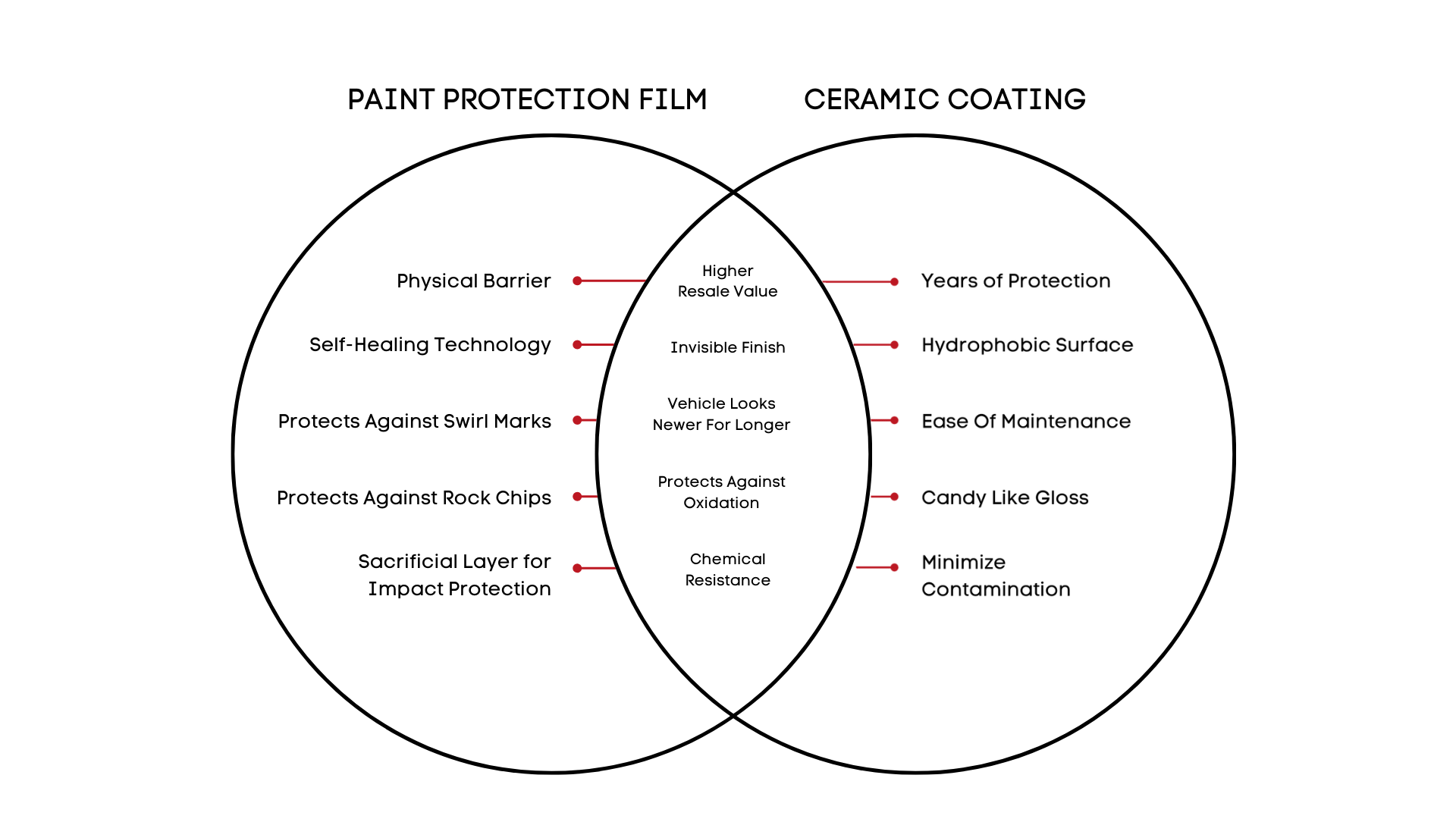 Venn Diagram of PPF & Ceramic Coating Overlapping Benefits